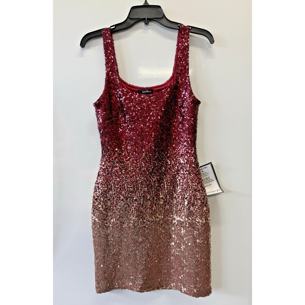 NWT Red Gold W 7 Party Cocktail Sequence Party Dress Mini